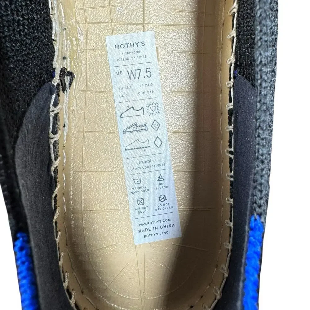 Rothy's The Espadrille Flats Womens 7.5 Black Knit Slip On Loafer Comfort